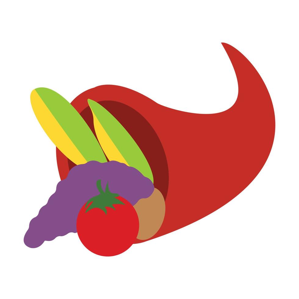 corn, potatoes, grapes, tomatoes, in a red sack vector