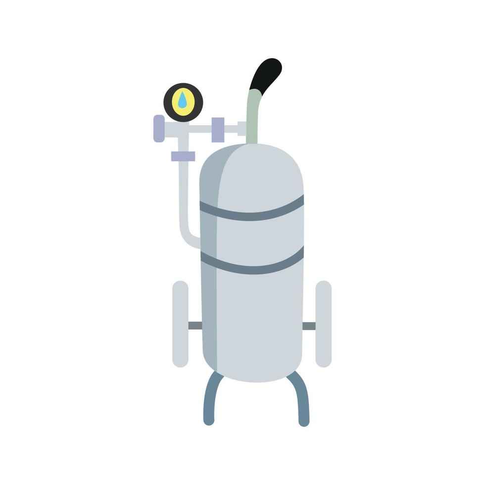 Oxygen gas cylinder. Gas tank with manometer. Storage of oxygen gas cylinders. Vector illustration isolated on a white background