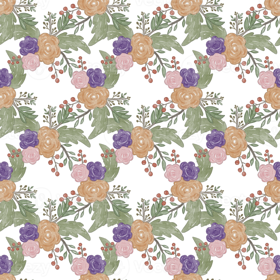 flores, patrón, acuarela, seamless png