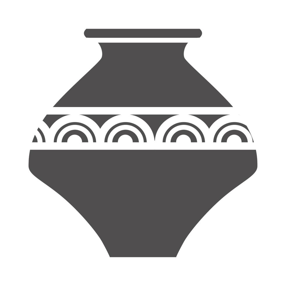 Greek vase silhouette. Ancient amphora and pot with meander pattern. Glyph illustration. Clay ceramic earthenware. Vector. vector