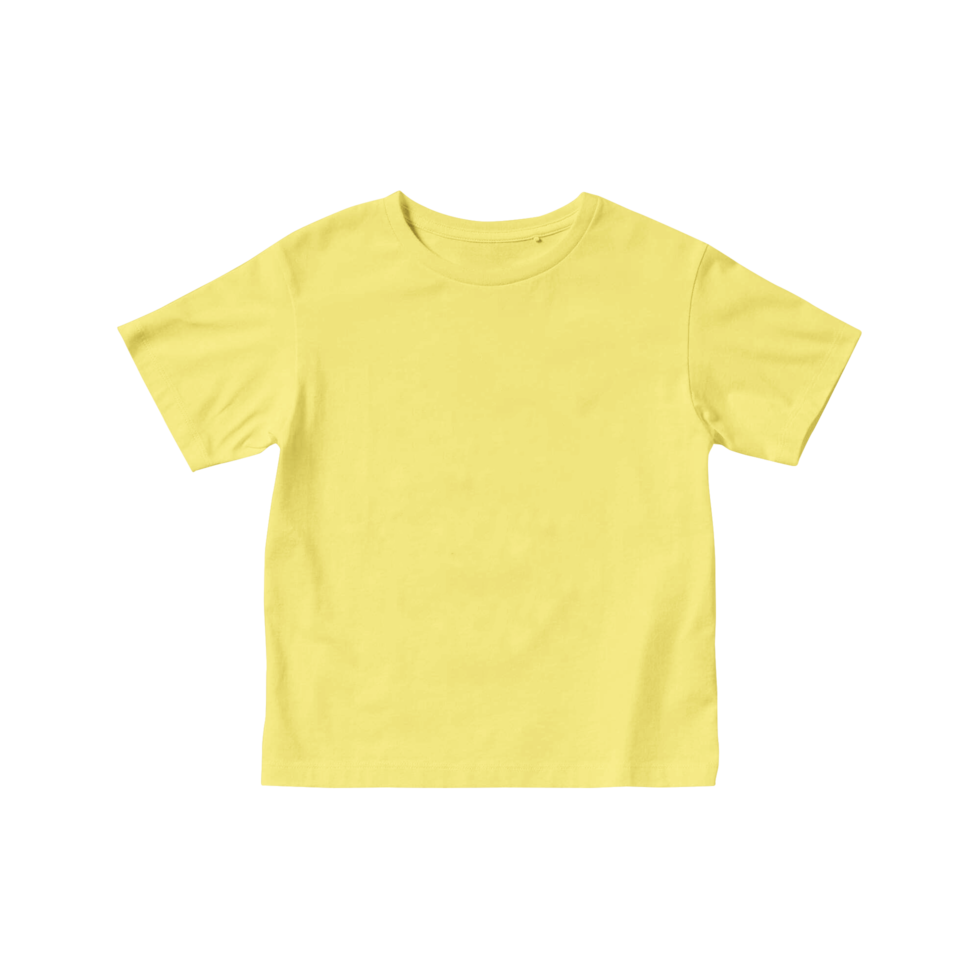 maquette de t-shirt enfant jaune à manches courtes fond transparent png