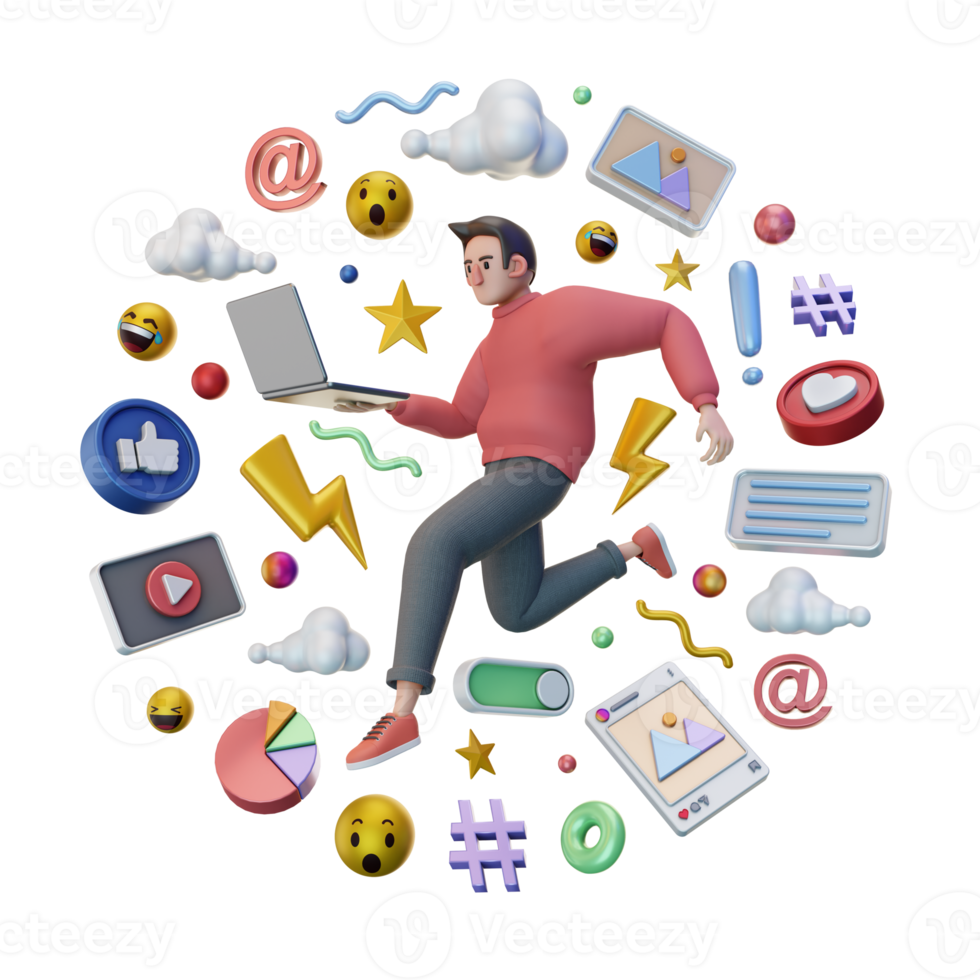 Mens werken Aan sociaal media afzet png