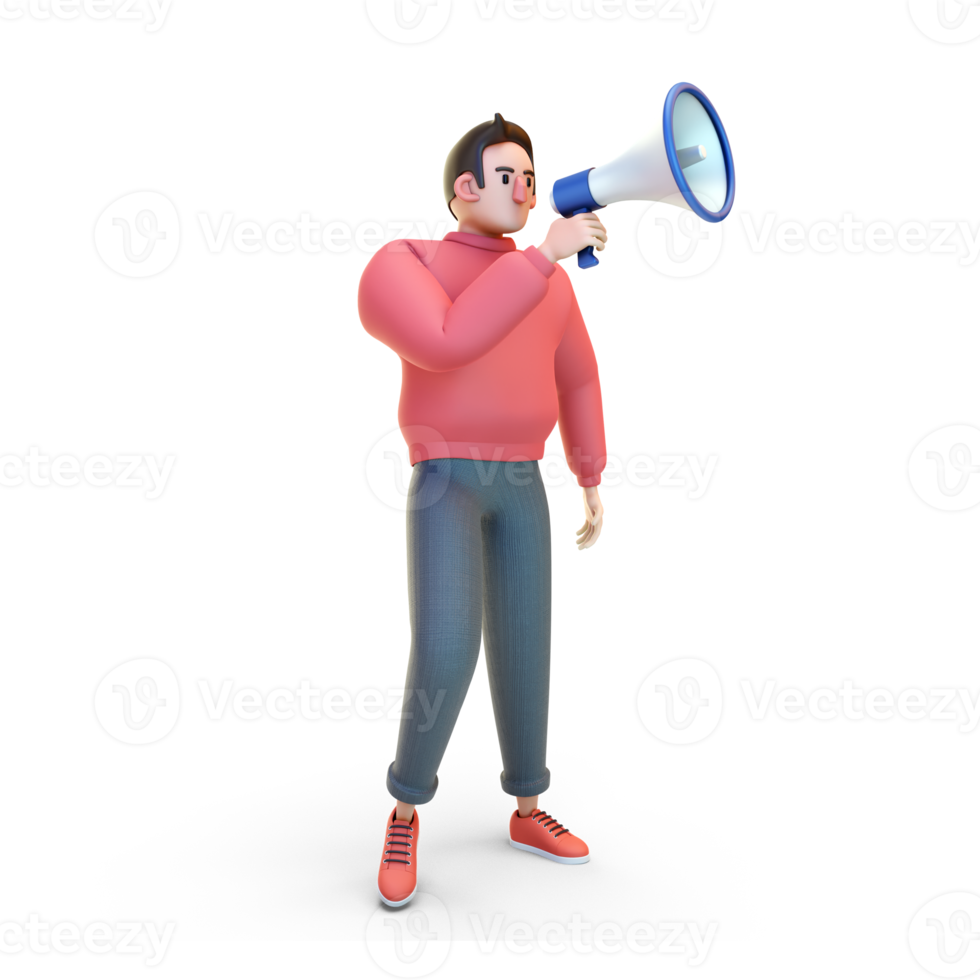 3D Character Boy doing marketing png