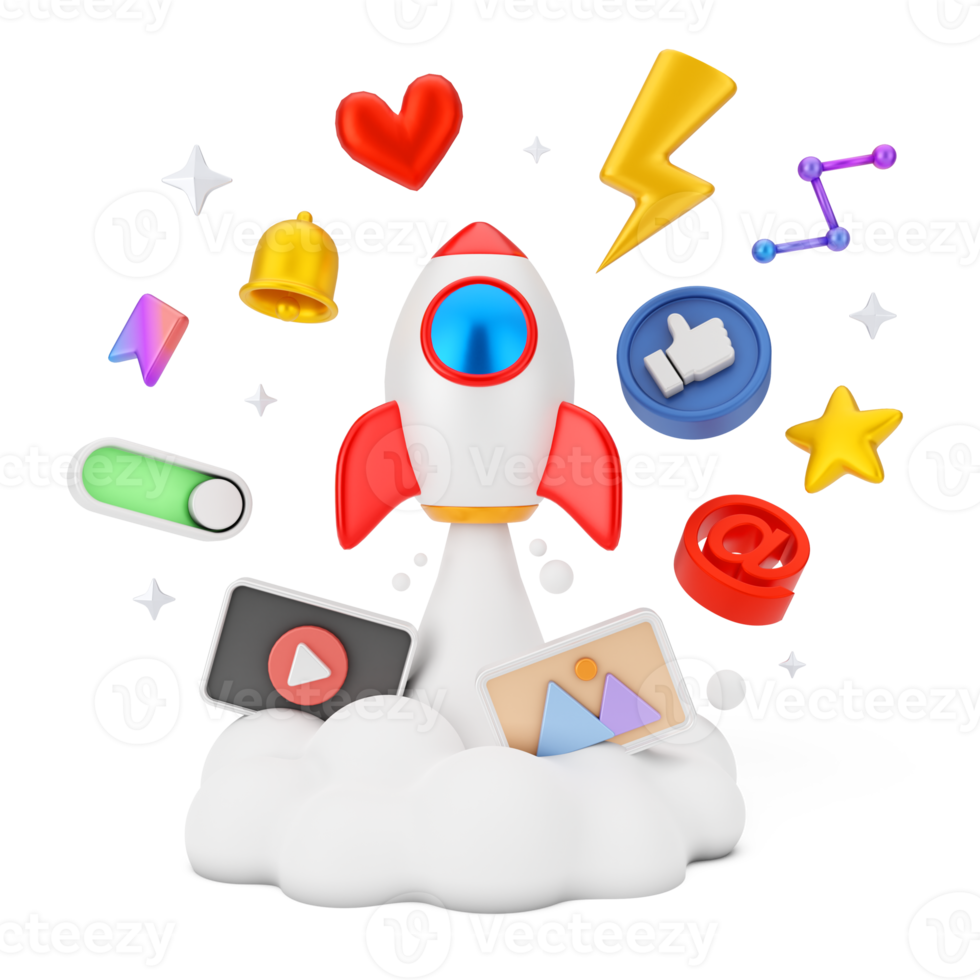 Social Media And Digital Marketing 3D Illustration png