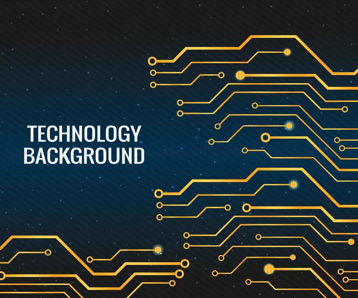 circuit board technology design with gold concept. media electronics background. illustration element vector