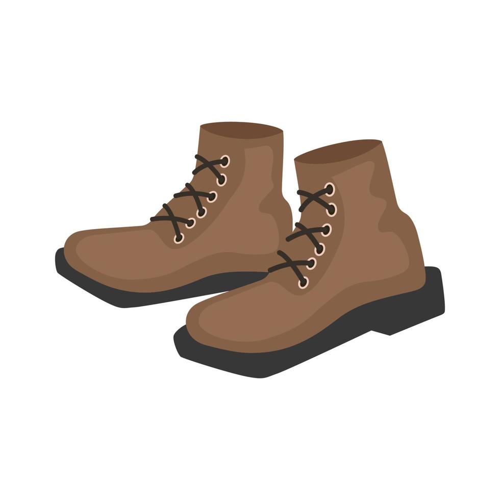 Brown boot icon in flat style on white background vector