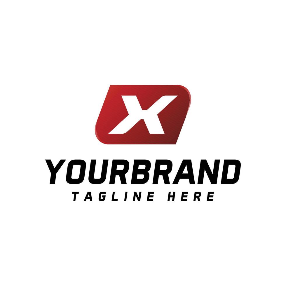 logotipo de letra x, símbolo de forma, color blanco y rojo vector