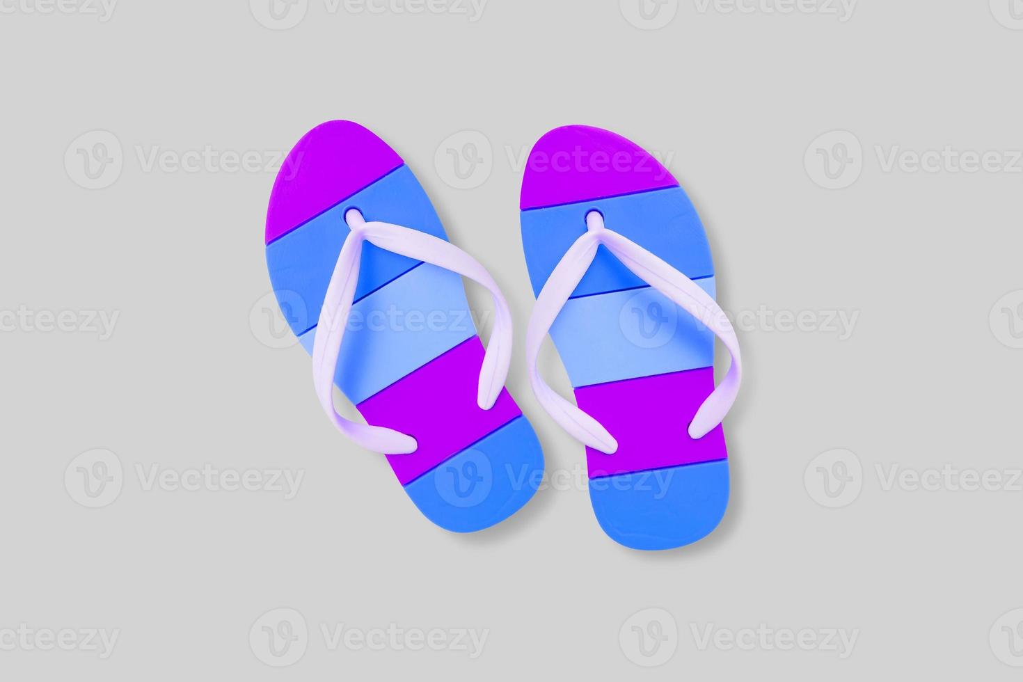 Close up view cute a pair beach sandals isolated on white background. added copy space for text. photo