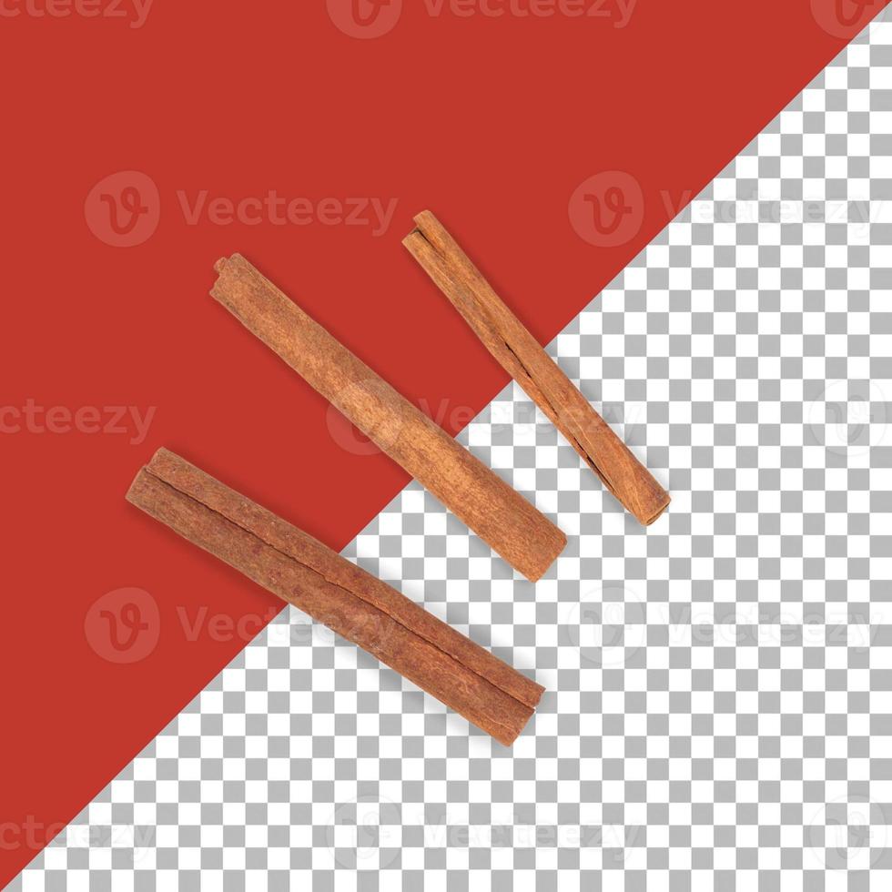 Isolated cinnamon sticks on transparent background. photo