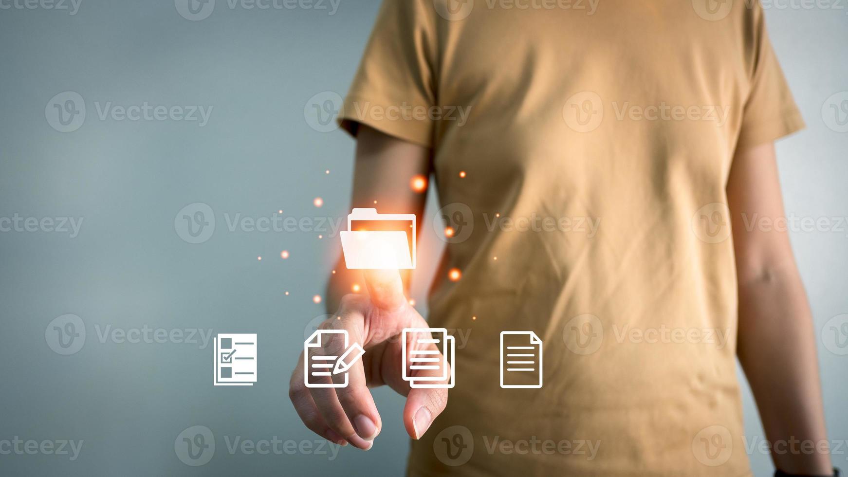 Document Management System DMS, Online document database management, Organization document Organized, automated processes to manage files, ERP enterprise efficient, business technology. photo