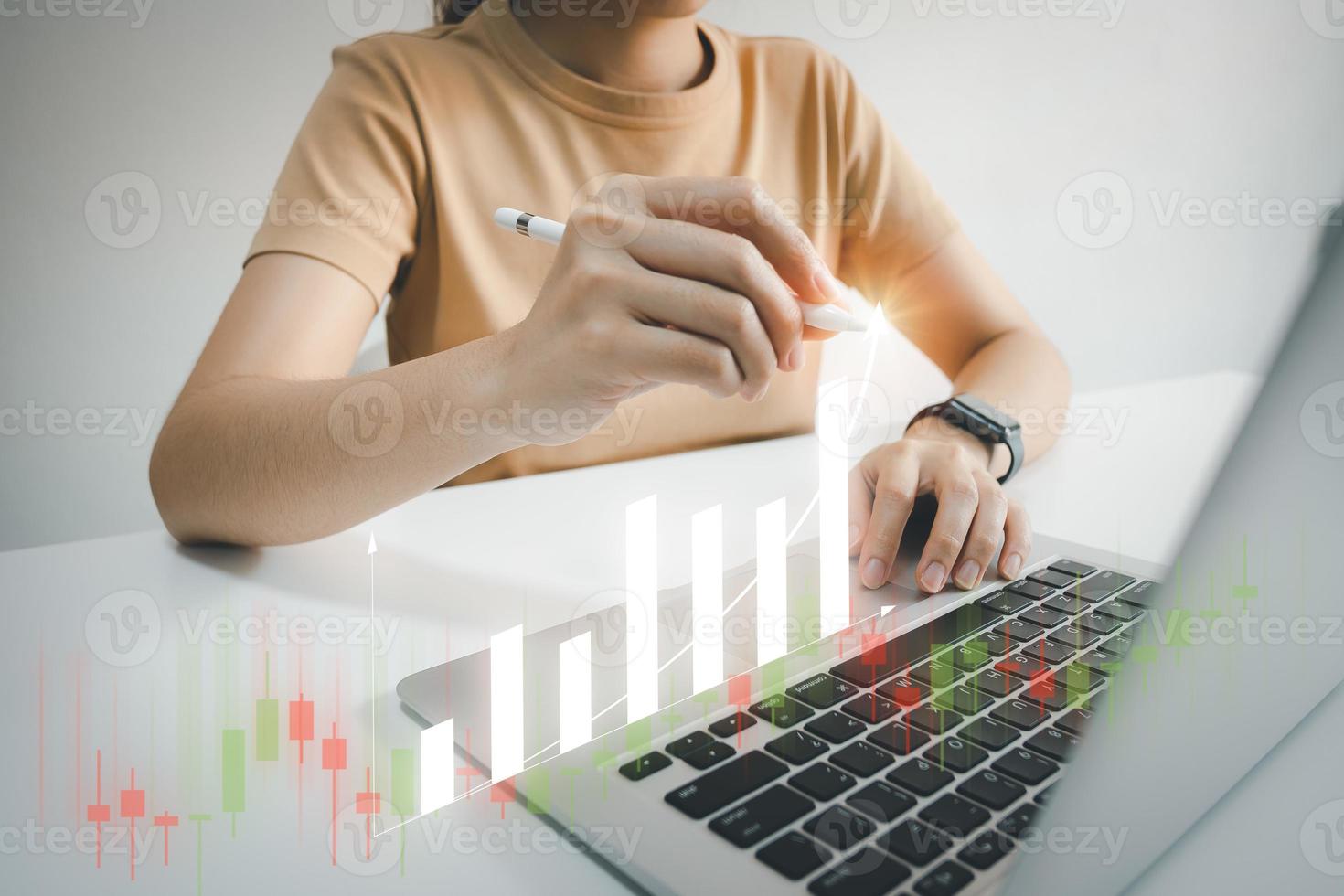 Investment idea and technology business, Funds, Stock market and digital assets, Investor or trader, Financial data analysis, Stock graphs and forex trading, business finance background photo