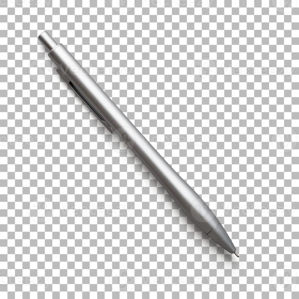 Isolated closeup of silver ballpoint photo