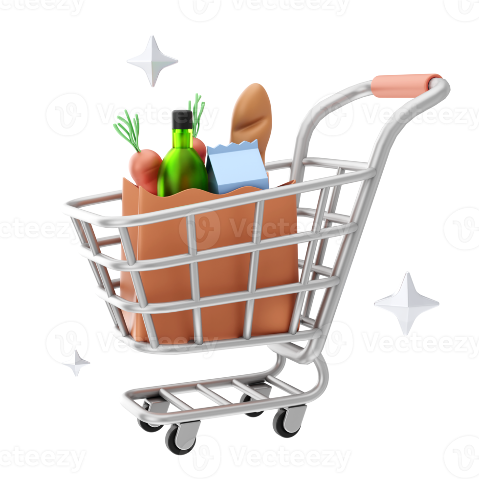 E-Commerce-Shopping und Marketing 3D-Illustrationen. 3D-Rendering png