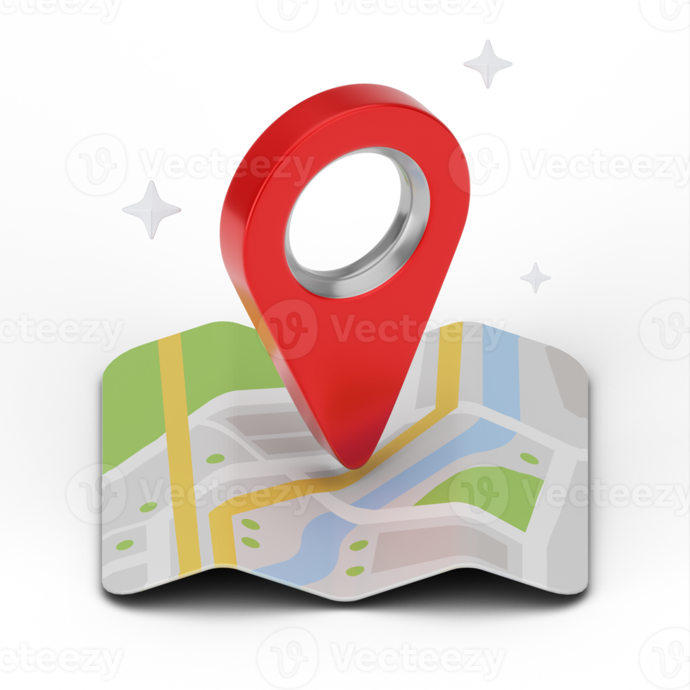 3D pin point map GPS. 3D rendering png