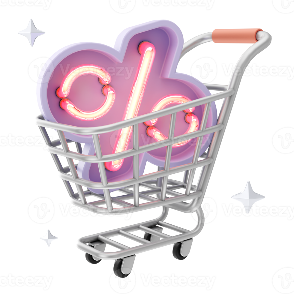 ilustrações 3d de compras e marketing de comércio eletrônico. renderização em 3D png