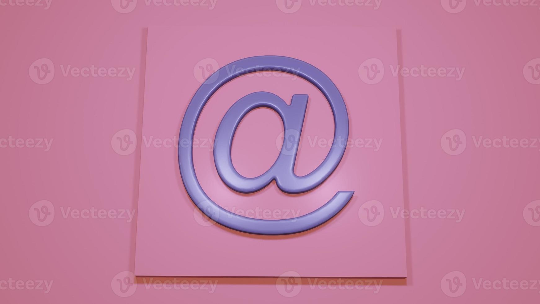 E-mail sign in 3D space, on square podium, view from above. photo