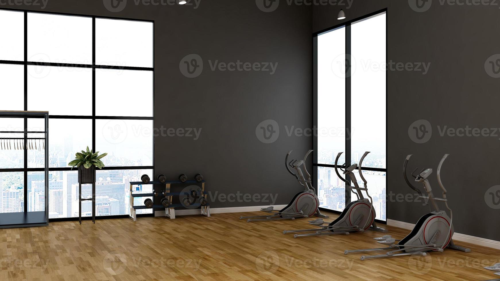 Modern gym interior design - modern minimalist concept in 3d render photo