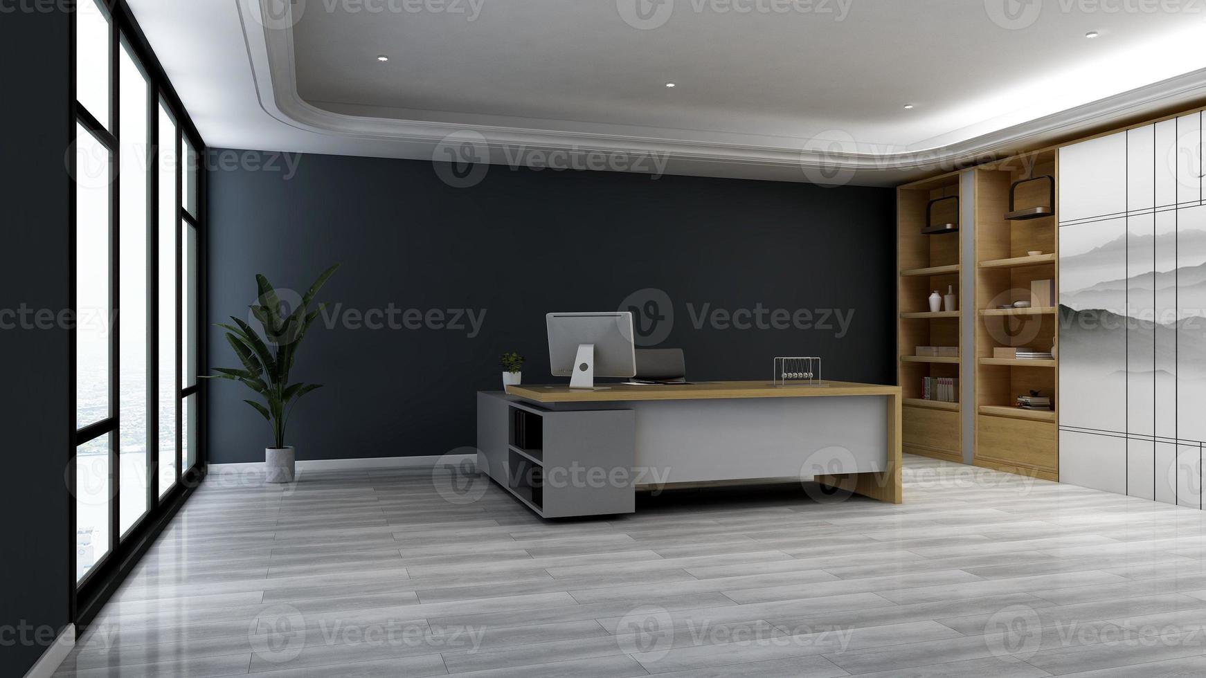 3D Render office design - manager room interior wall mockup photo