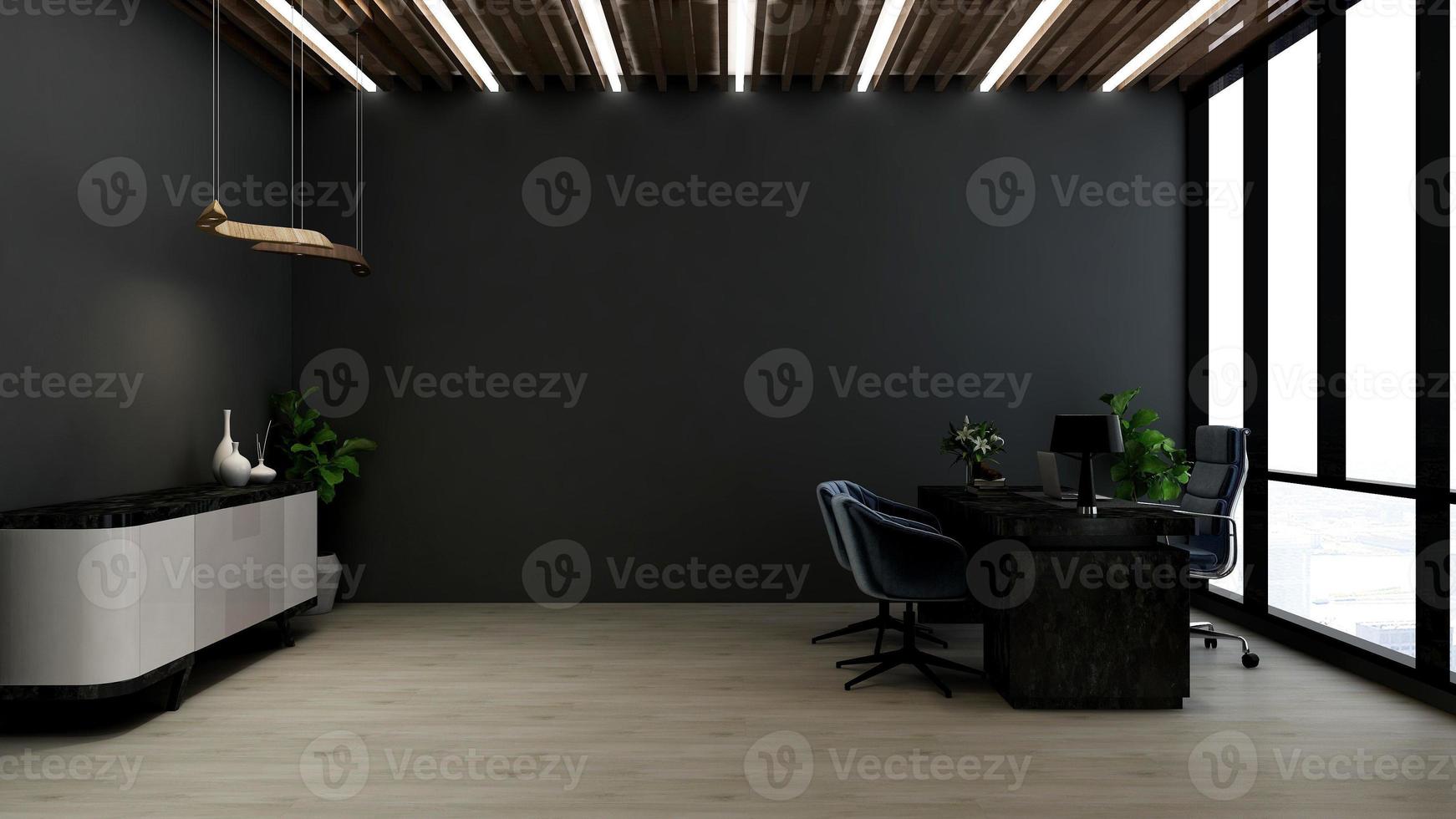 3D Render office design - manager room interior wall mockup photo