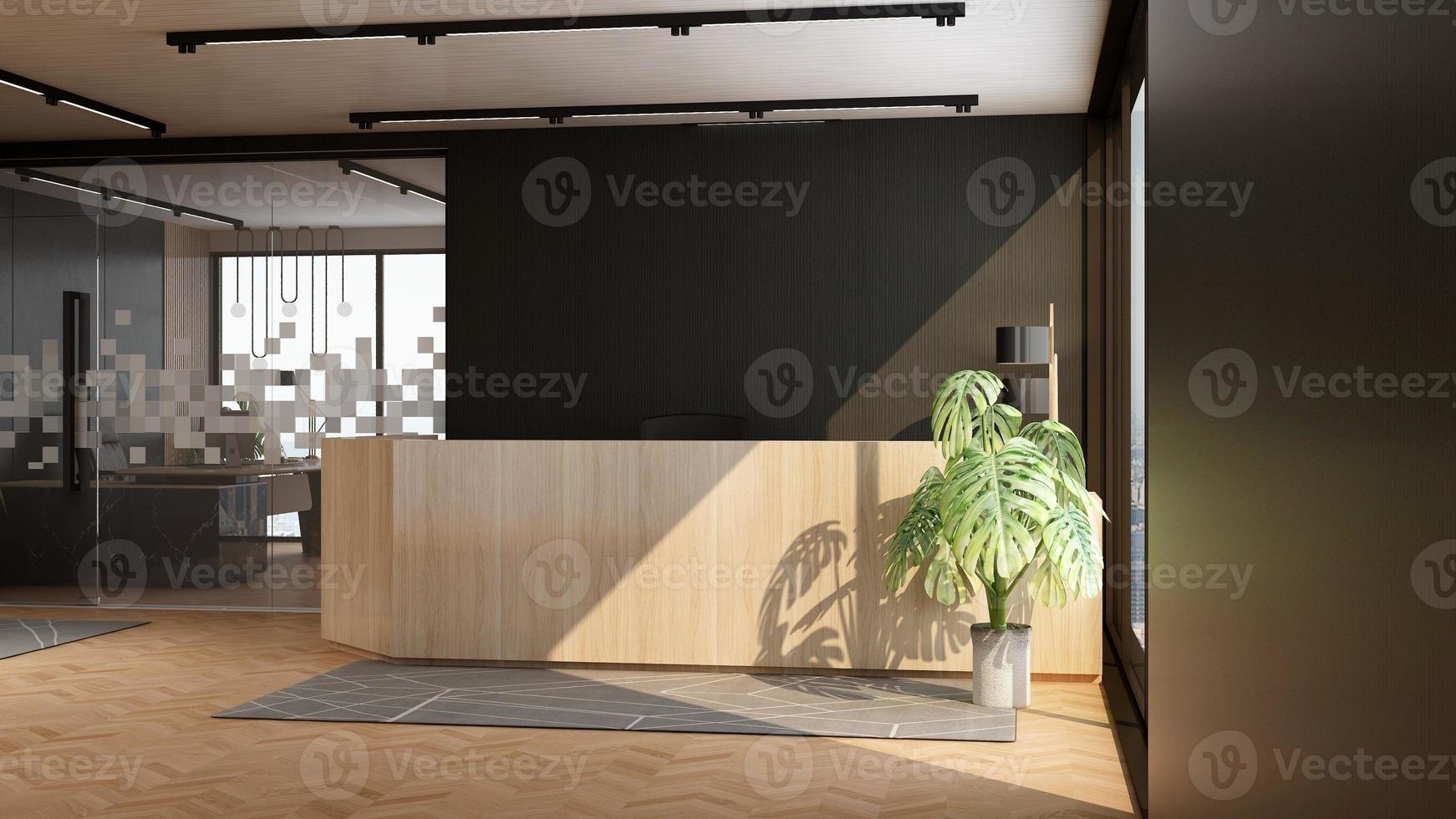 3D Render Reception Room - modern minimalist interior design concept photo