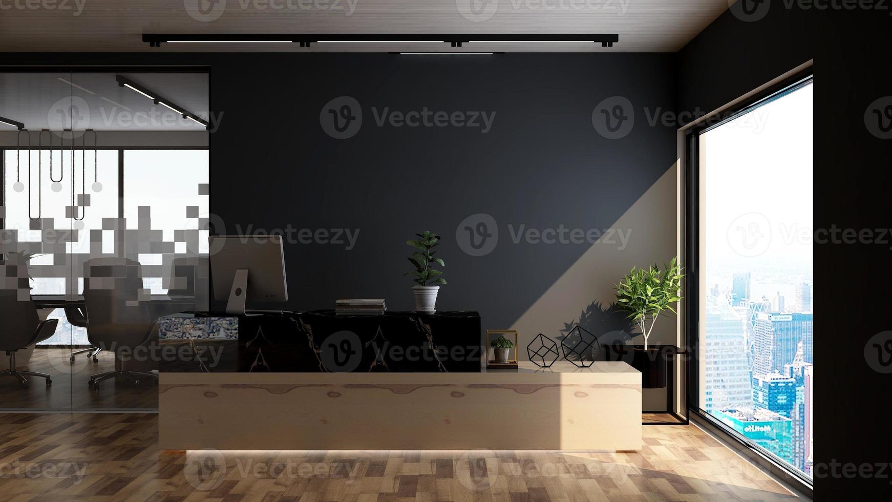 3D Render Reception Room - modern minimalist interior design concept photo