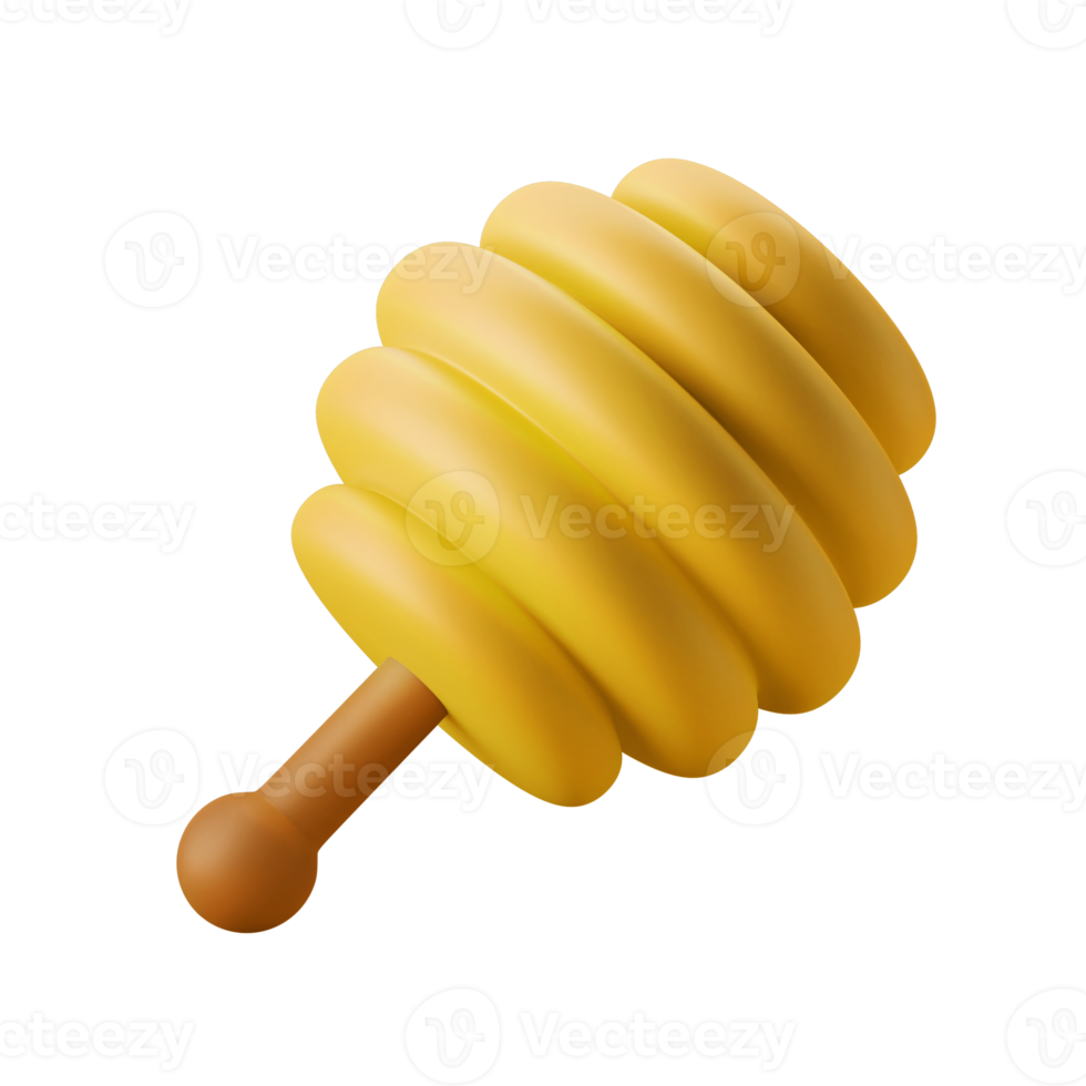 honey jelly jam wooden dipper utensil 3d illustration icon png