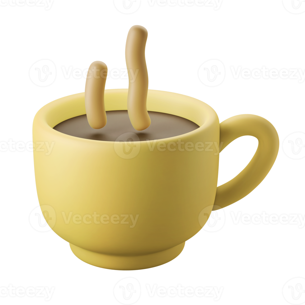 cup of hot coffee drink 3d icon illustration png