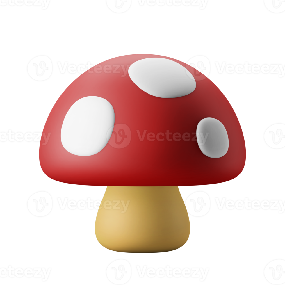 autumn mushroom fungi plant 3d icon illustration png