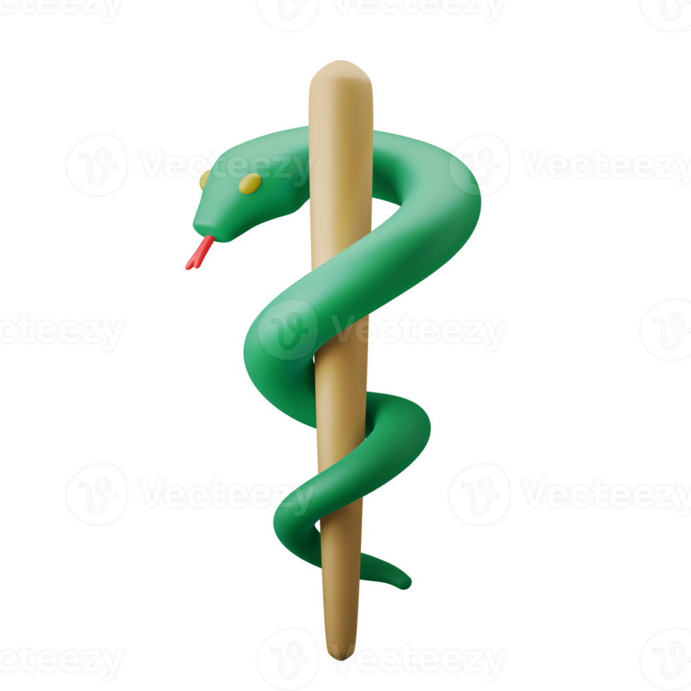 stång av asclepius caduceus medicinsk symbol 3d ikon illustration png