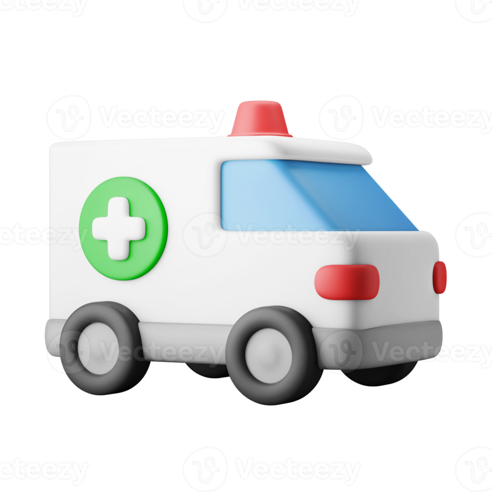 cute medical hospital ambulance 3d icon illustration png