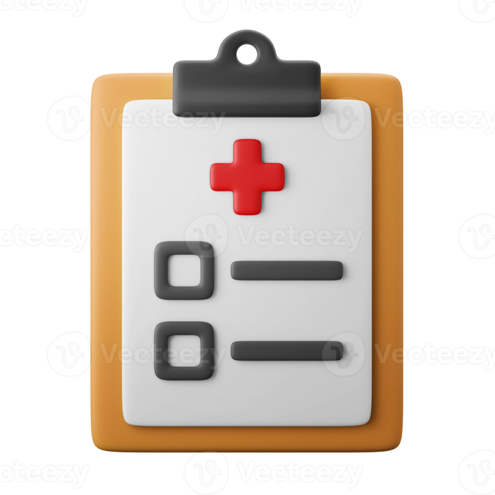 medical checkup report clipboard document 3d icon illustration png