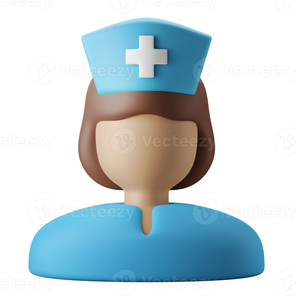 female nurse character avatar 3d icon illustration png