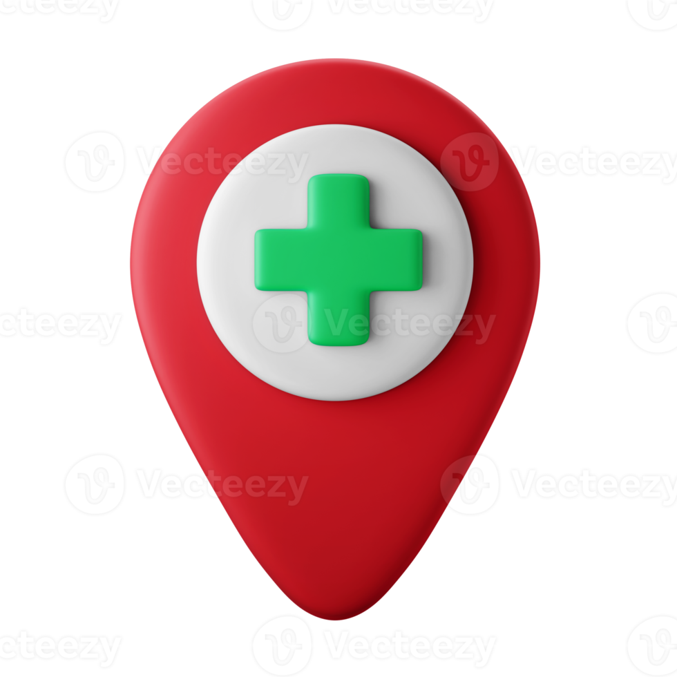 hospital location mark on map 3d icon illustration png