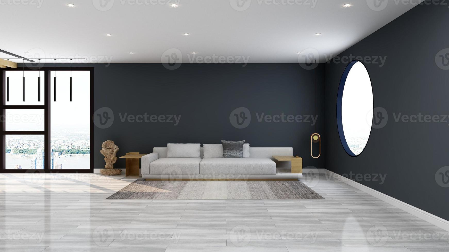 3d render guest lounge wall mockup design with modern minimalist interior design concept photo