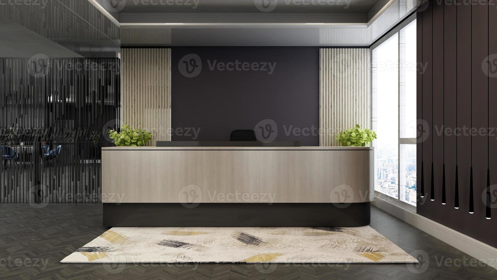 3D Render Reception Room - modern minimalist interior design concept photo