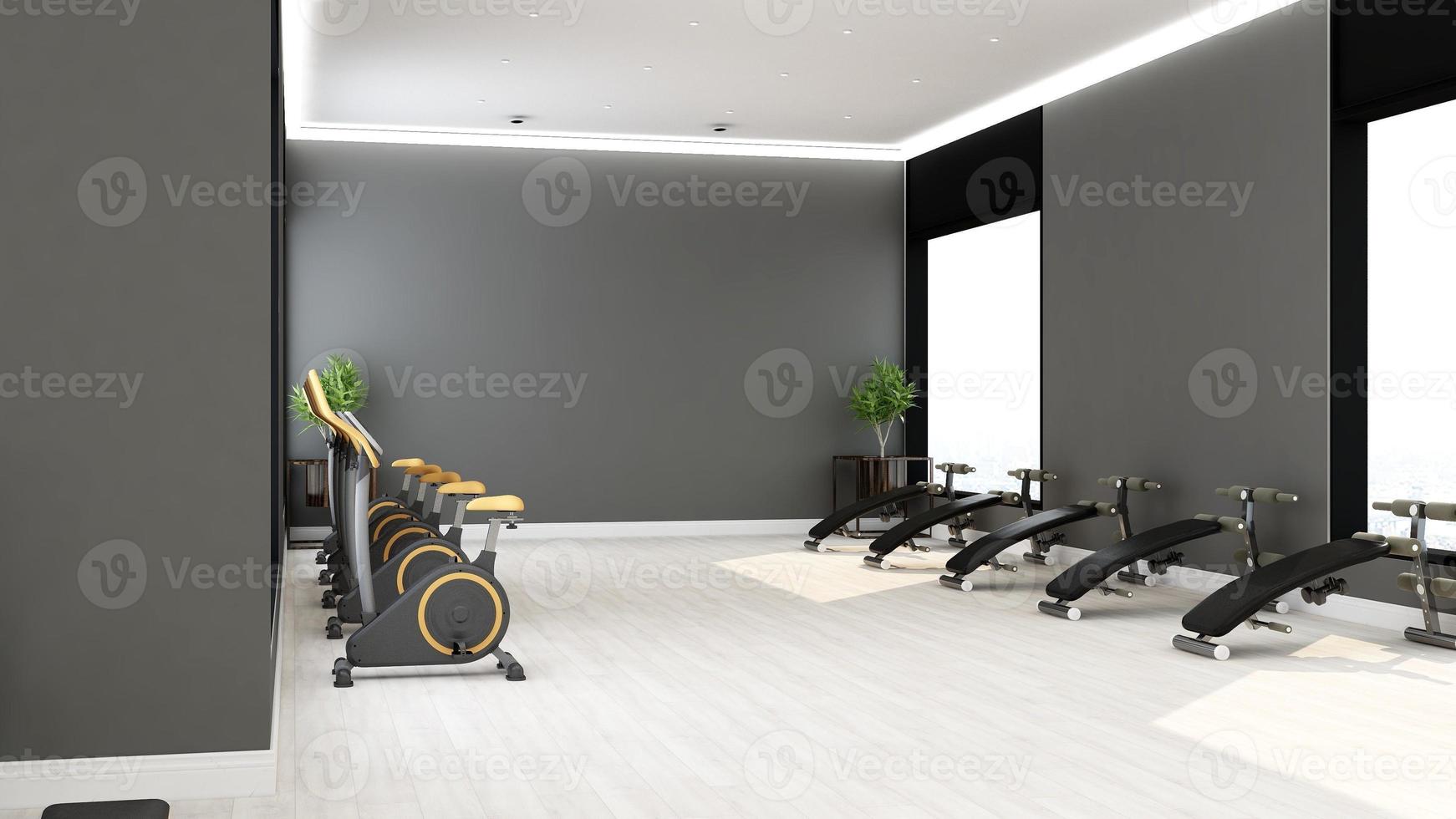 Modern gym interior design - modern minimalist concept in 3d render photo