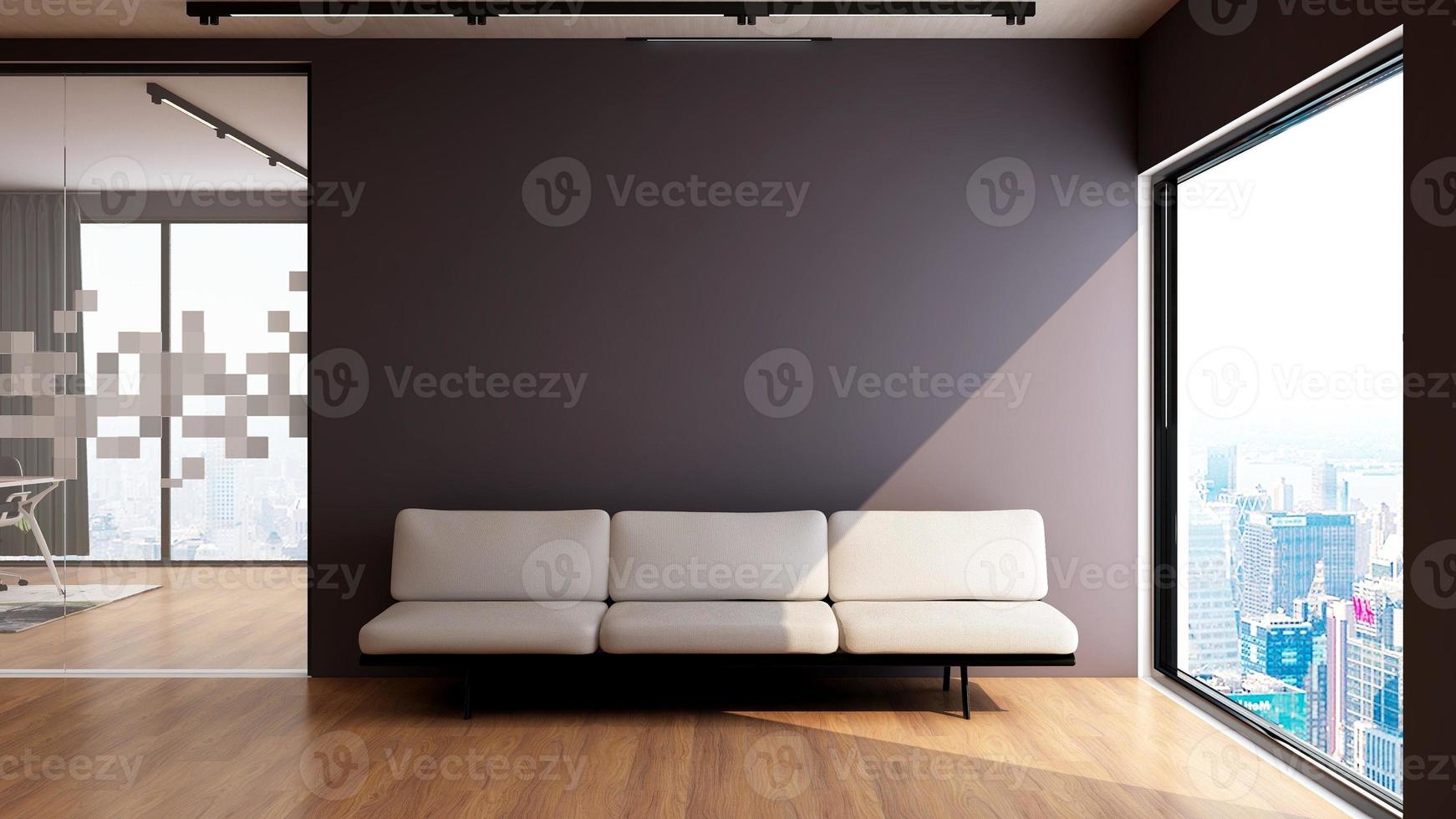 3d render guest lounge wall mockup design with modern minimalist interior design concept photo