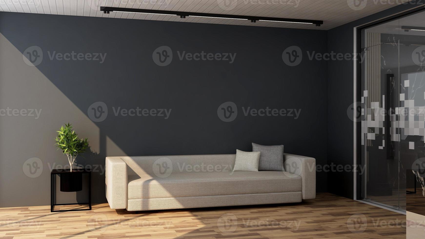 3d render guest lounge wall mockup design with modern minimalist interior design concept photo