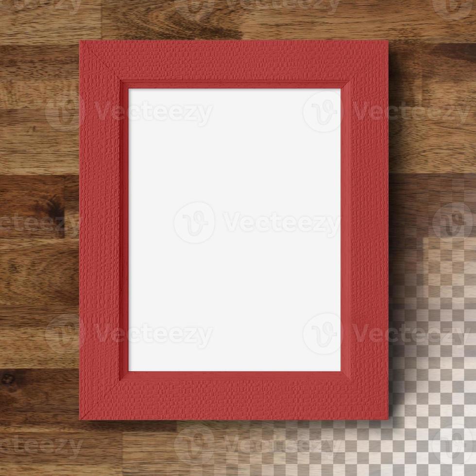 Isolated blank photo frame on the wall