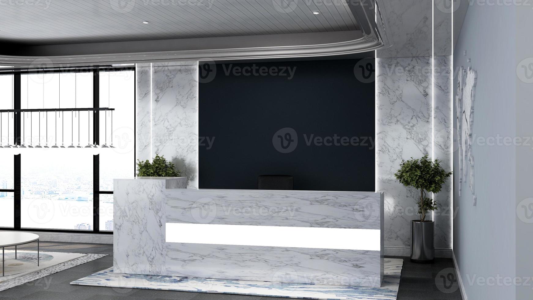 3D Render Reception Room - modern minimalist interior design concept photo