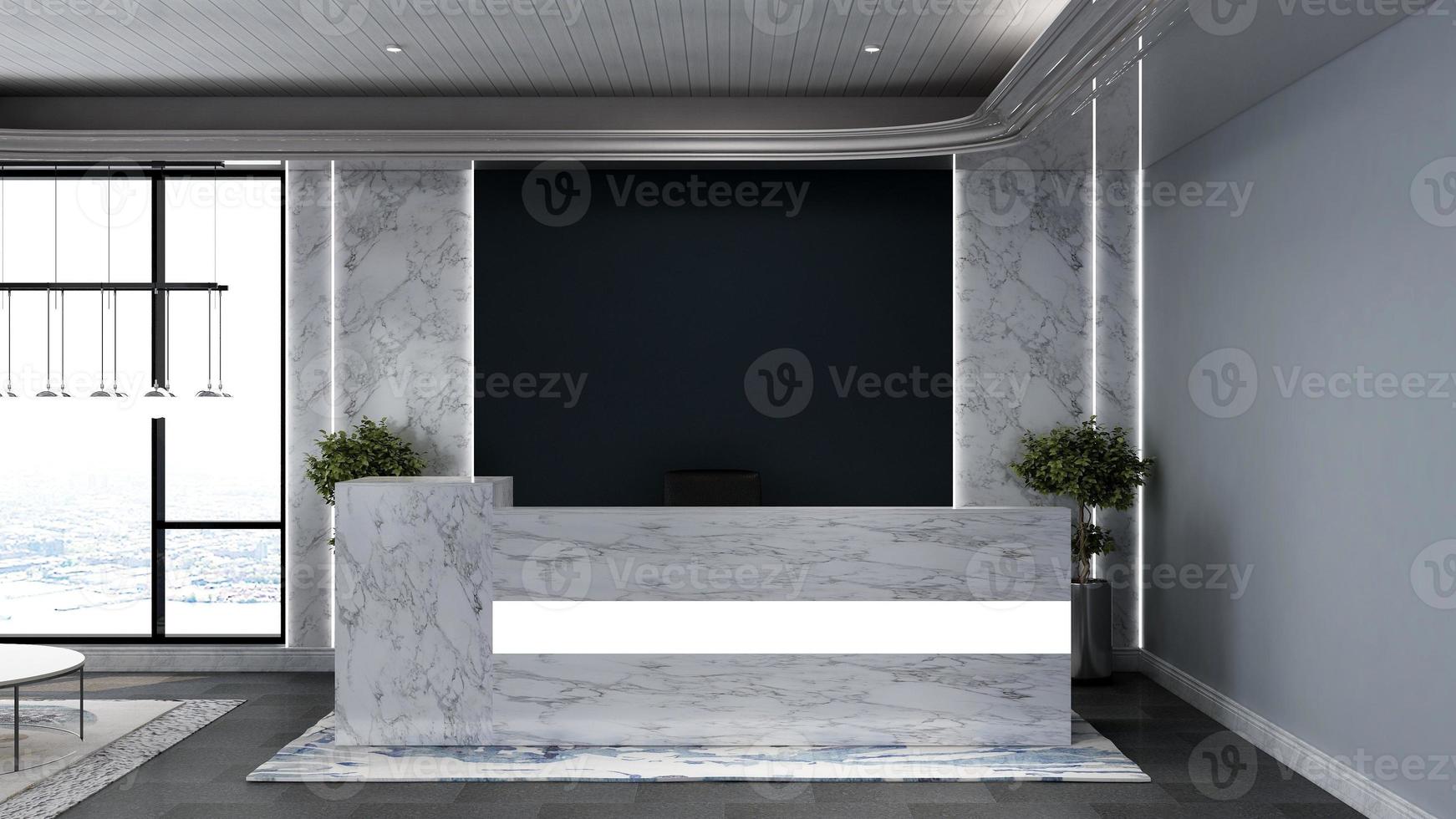 3D Render Reception Room - modern minimalist interior design concept photo