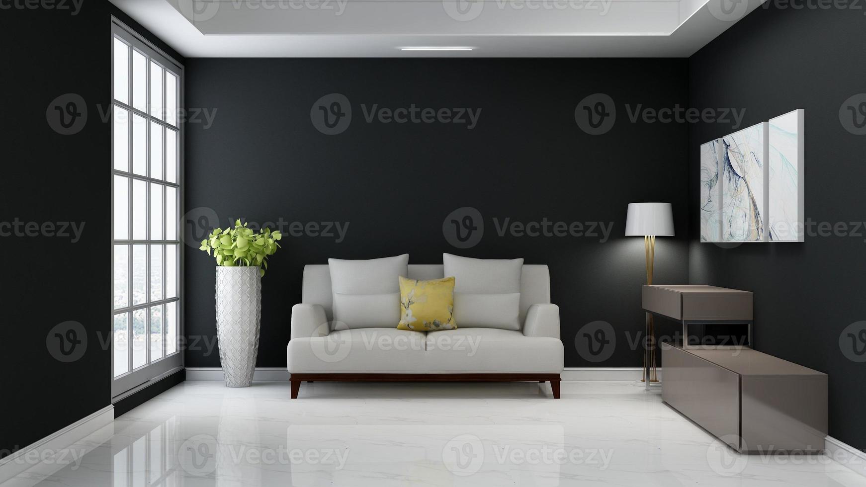 3d render guest lounge wall mockup design with modern minimalist interior design concept photo