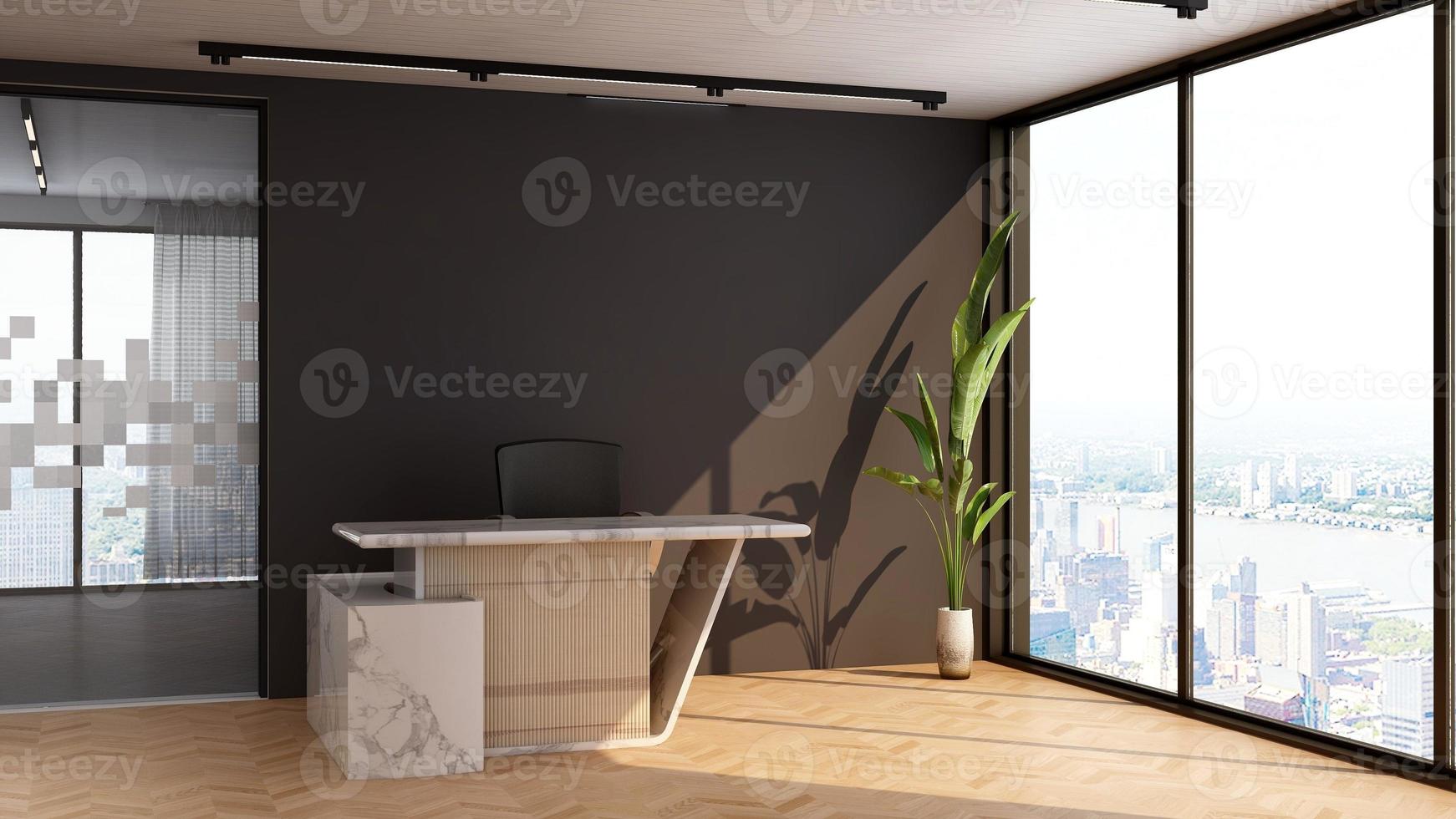 3D Render office design - manager room interior wall mockup photo