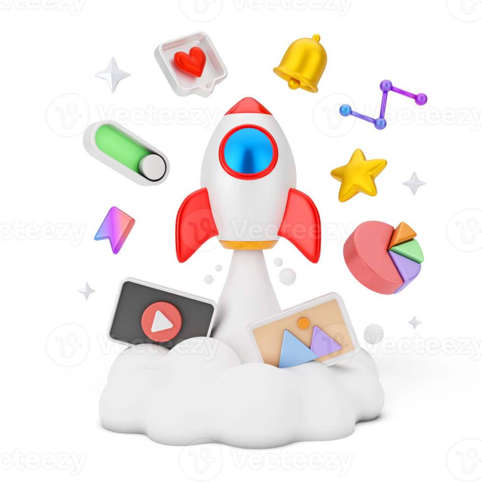 Social Media And Digital Marketing 3D Illustration png