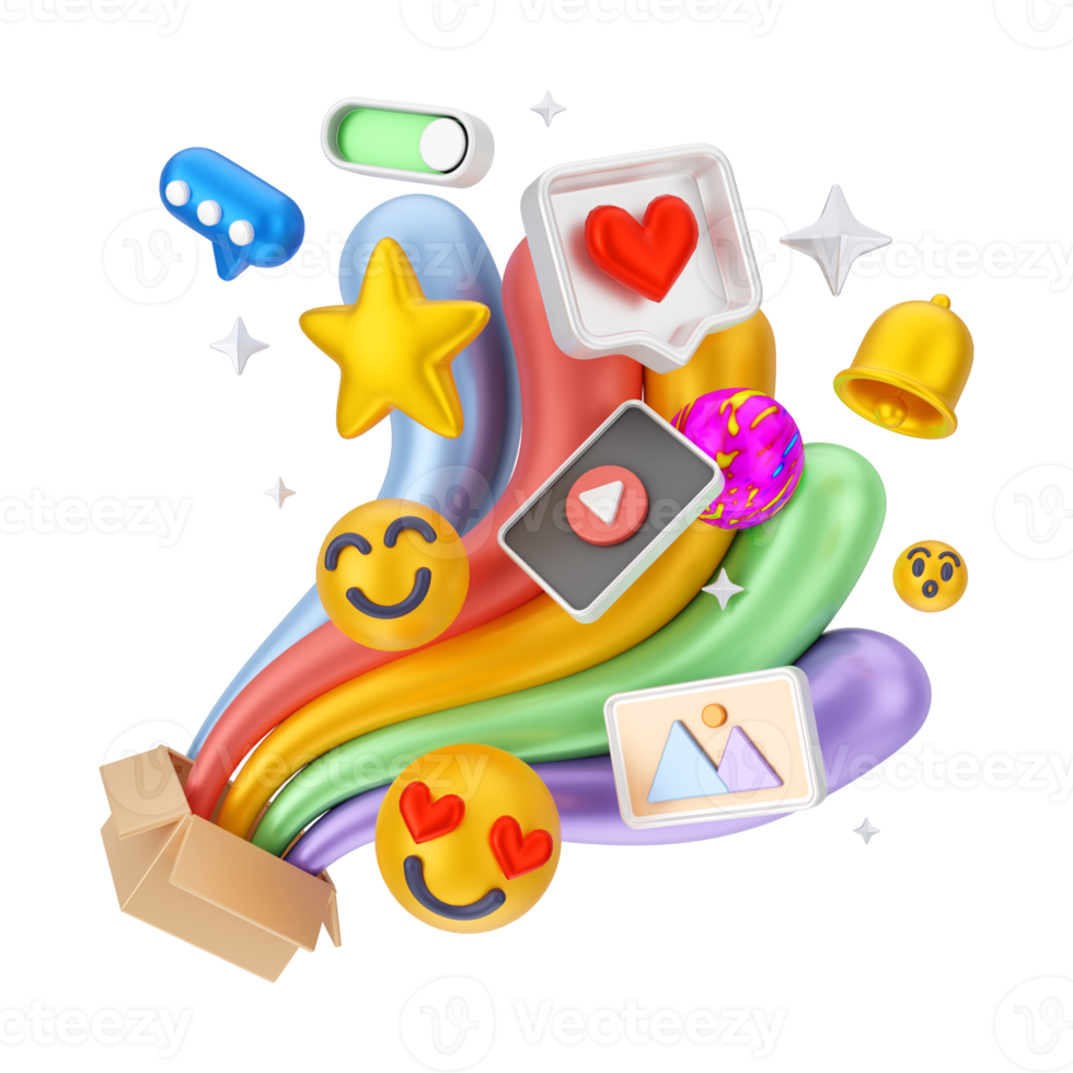 Social Media And Digital Marketing 3D Illustration png