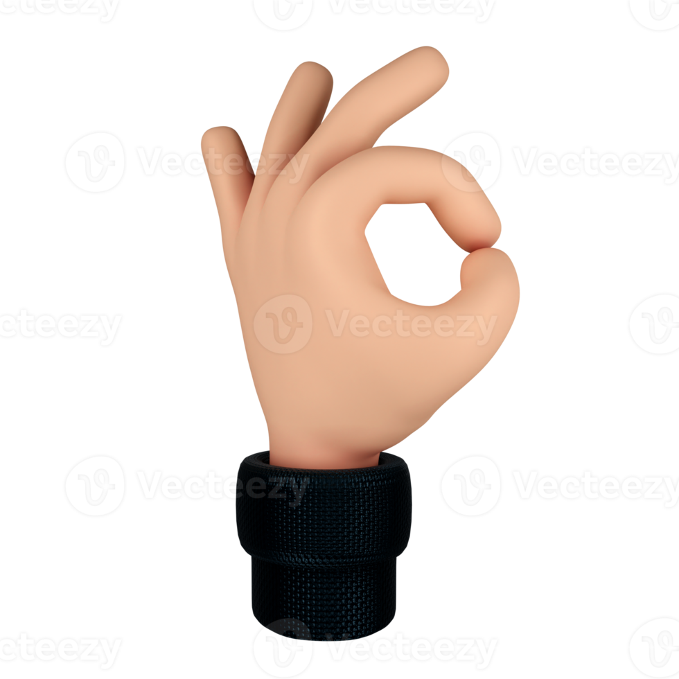 Hand Gesture 3D Illustration. 3D rendering png