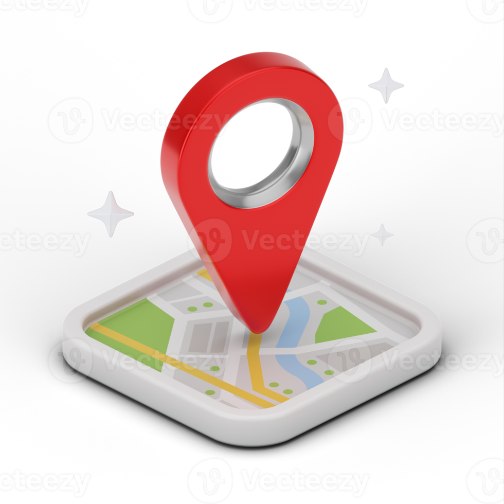 3D pin point map GPS. 3D rendering png