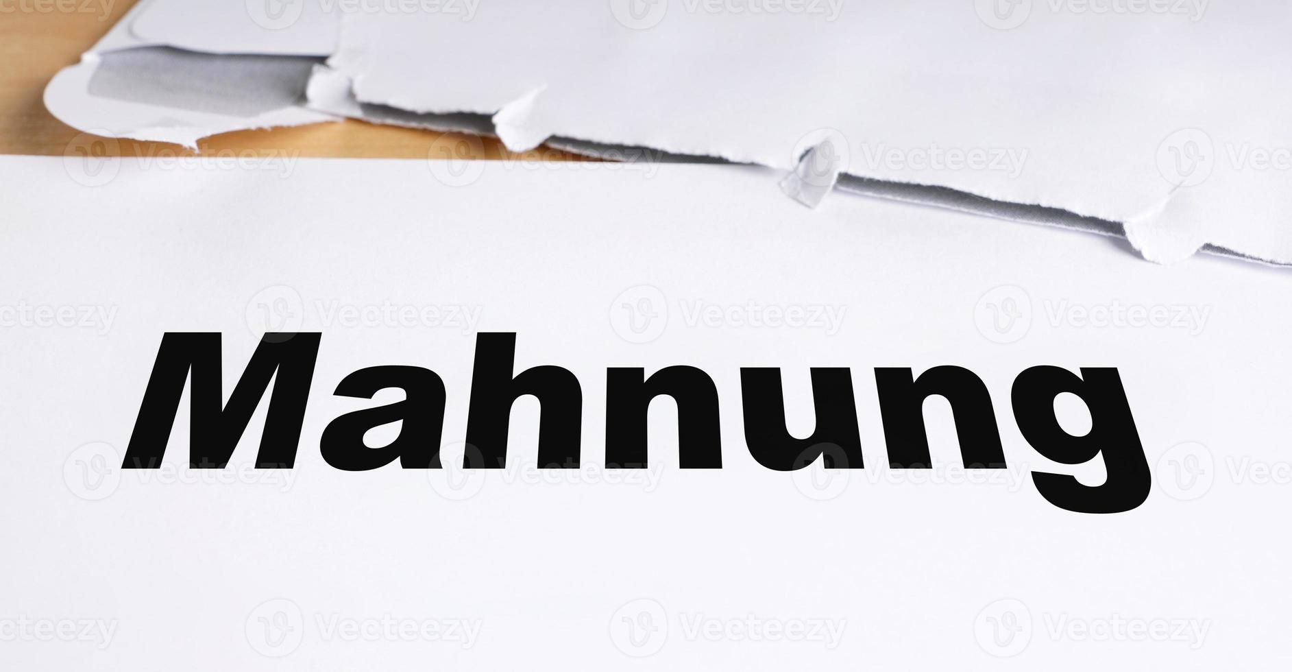 Mahnung german reminder letter photo