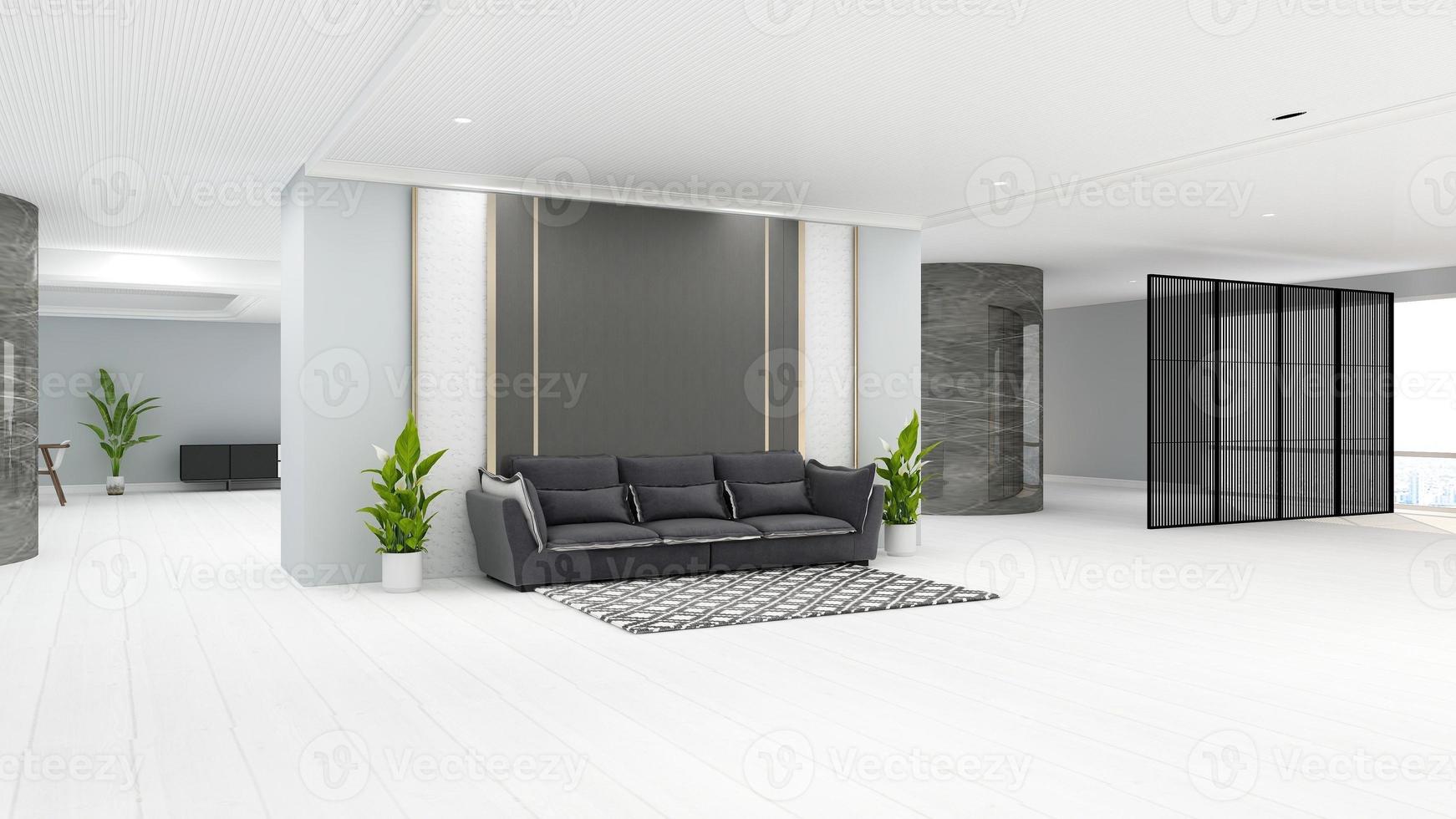 3d render guest lounge wall mockup design with modern minimalist interior design concept photo