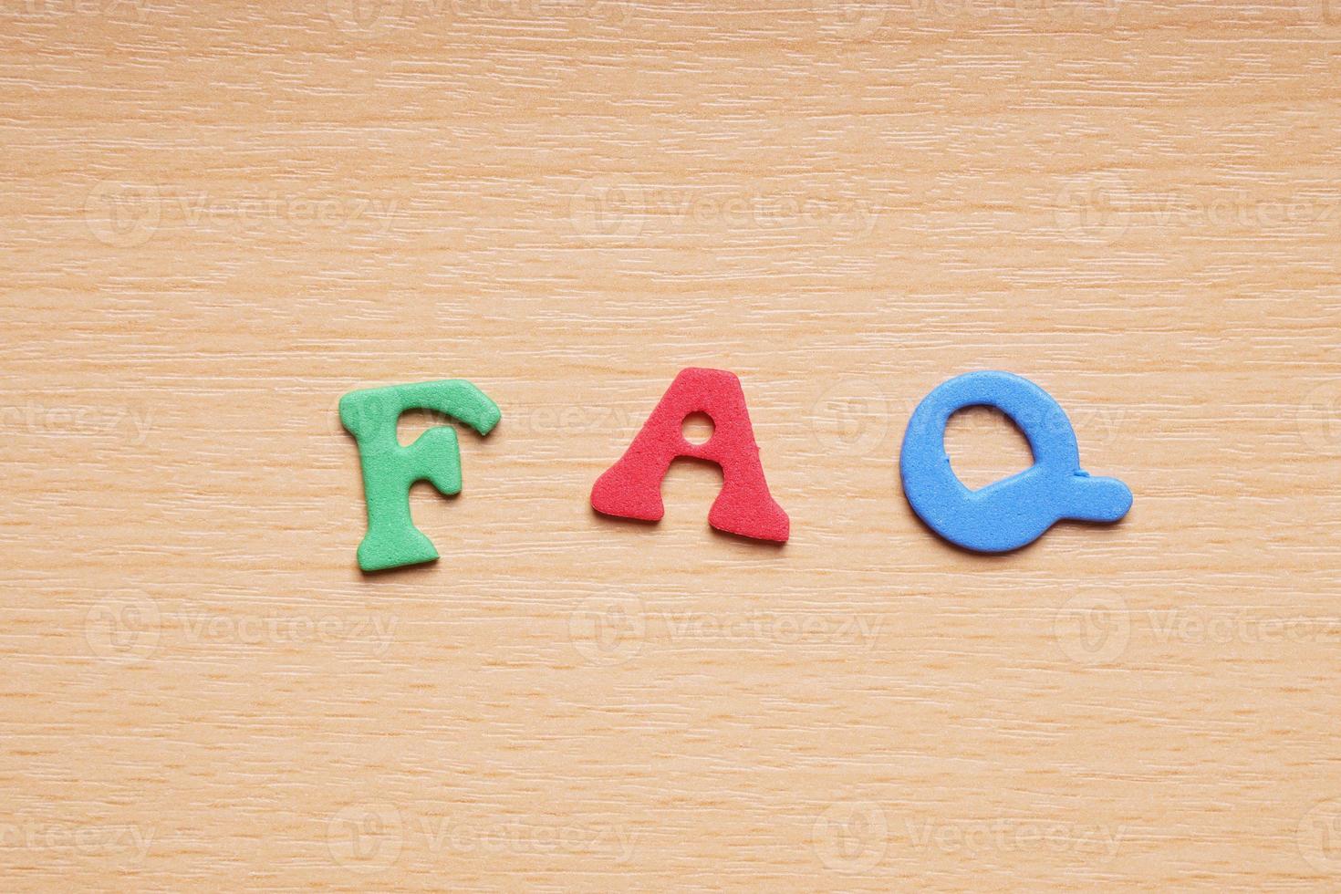 FAQ in foam rubber letters photo
